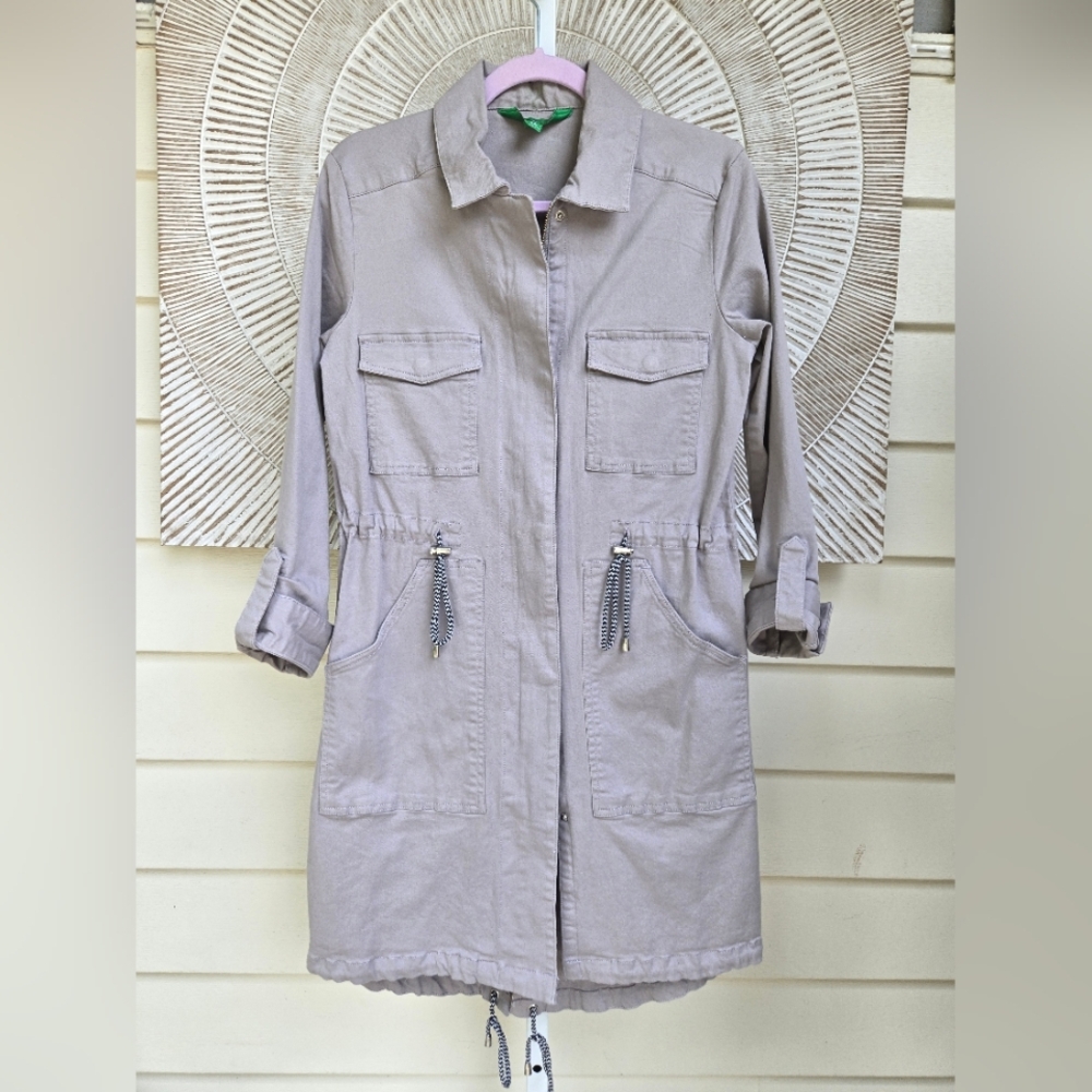 dip Long Utility Style Coat Jacket Sz XS Light Gray